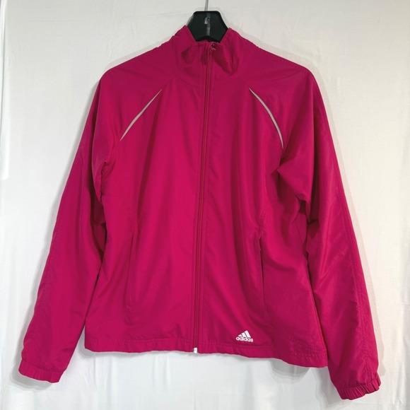 adidas Jackets & Blazers - Y2K Adidas Womens Fuchsia Pink Full Zip‎ Windbreaker Track Jacket Size Medium